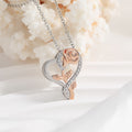 Intertwined Heart And Rose Flower Necklace