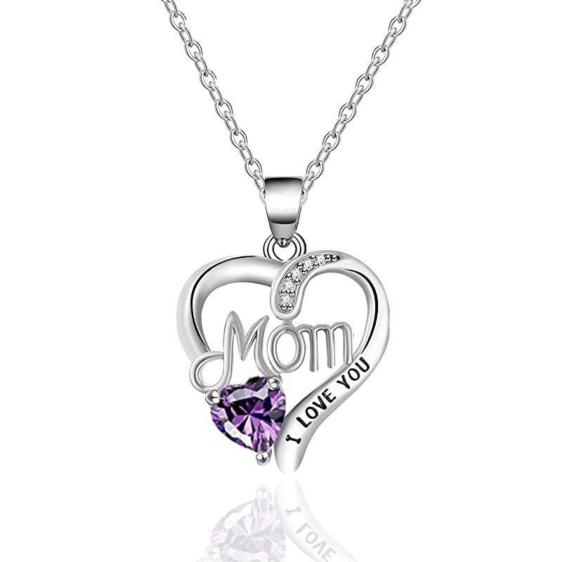 I Love You Mom Letter-Engraved Necklace