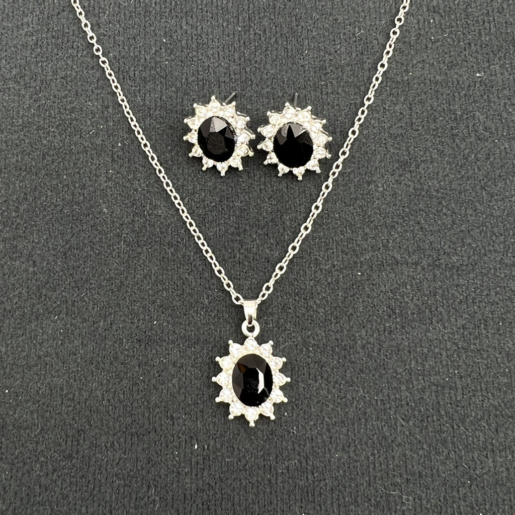 SUNFLOWER Zircon Ear Stud Necklace Suit