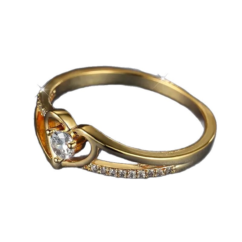 Heart-Shaped Diamond Ring With Gold And Cubic Zirconia Setting