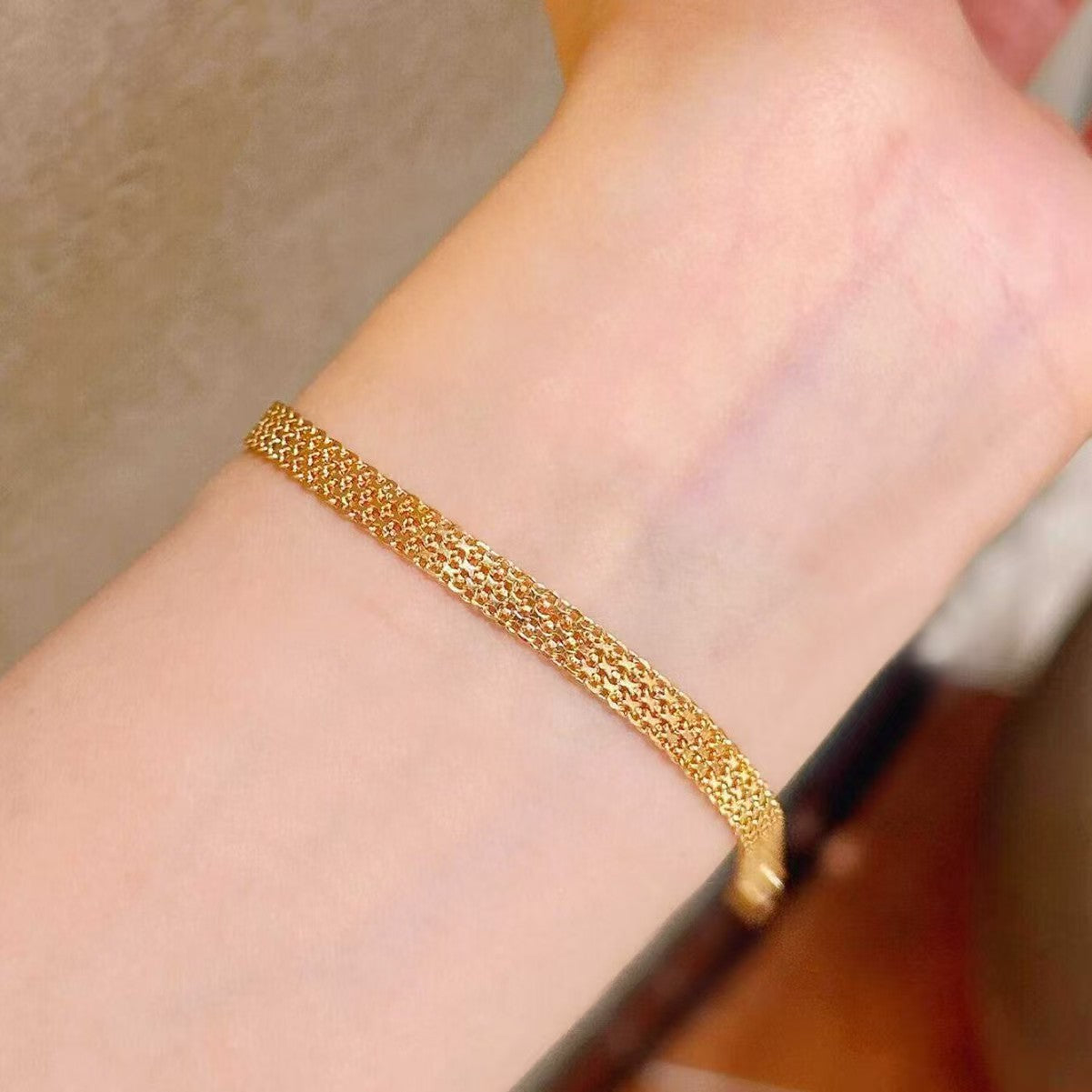 Gold Lace Strap Woven Bracelet