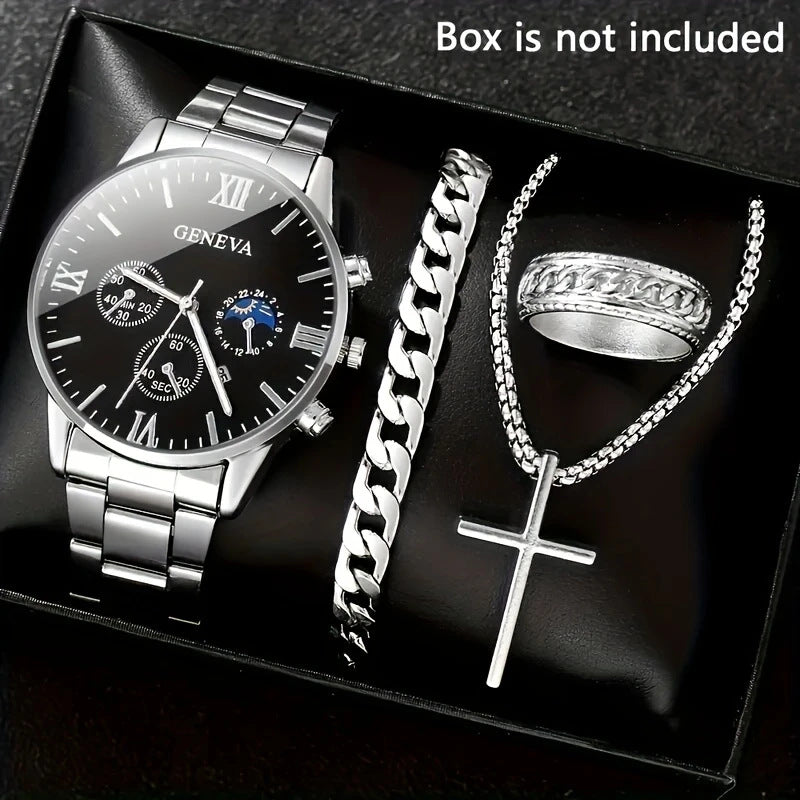 Business-Style Sophisticated Watch Set For Men