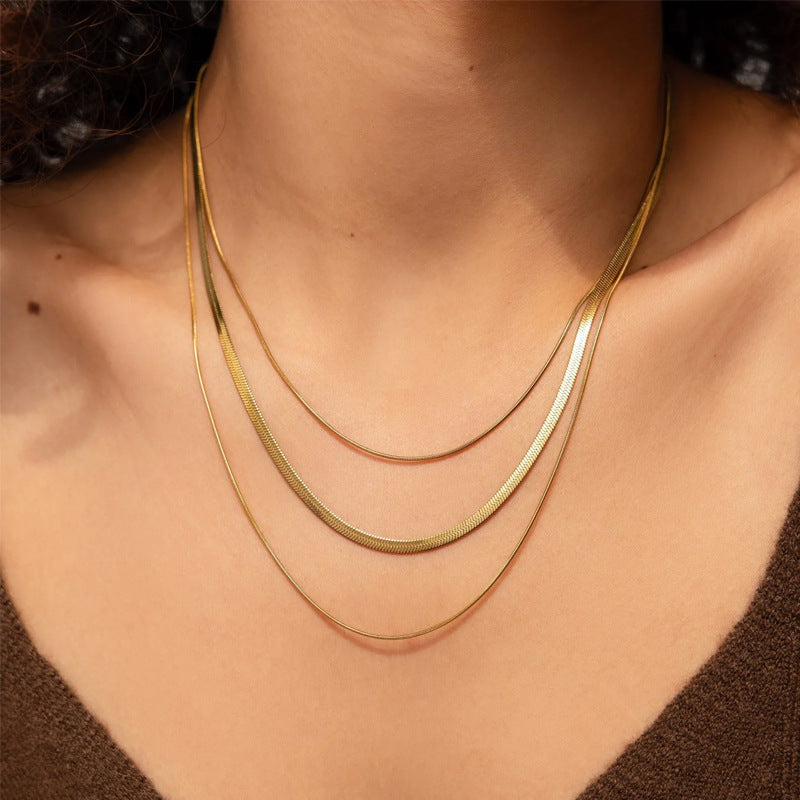 Three-Tier Snake Bone Necklace
