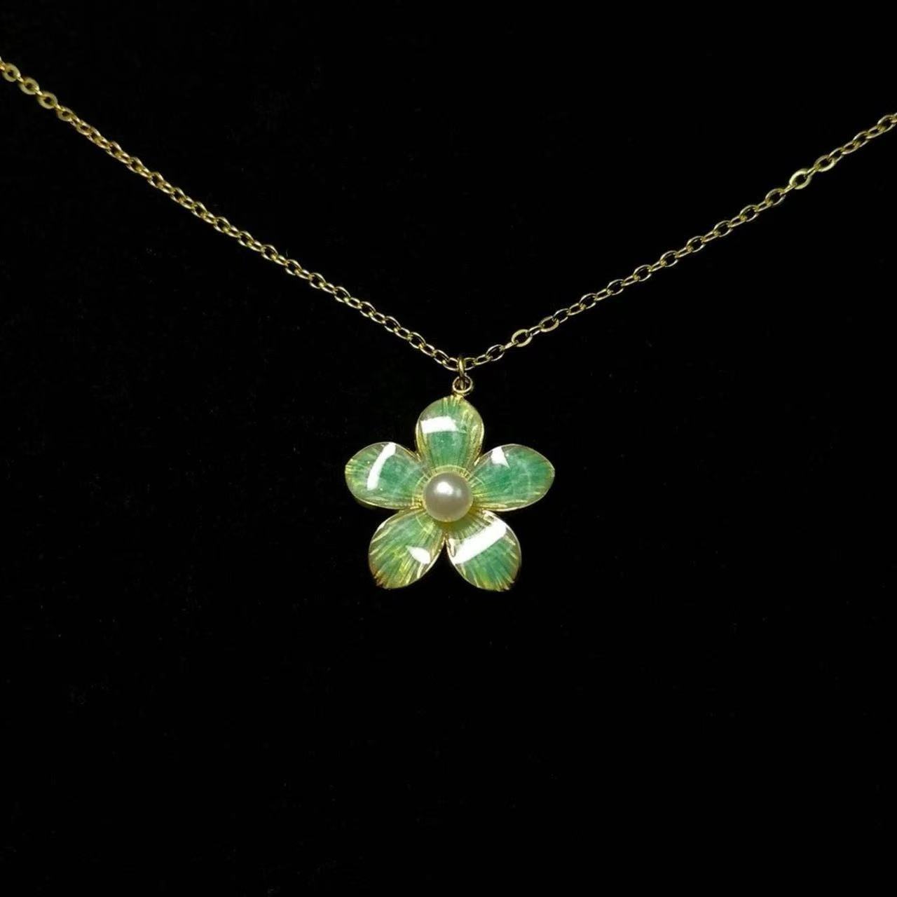 Vintage Pearl Cherry Blossom Necklace