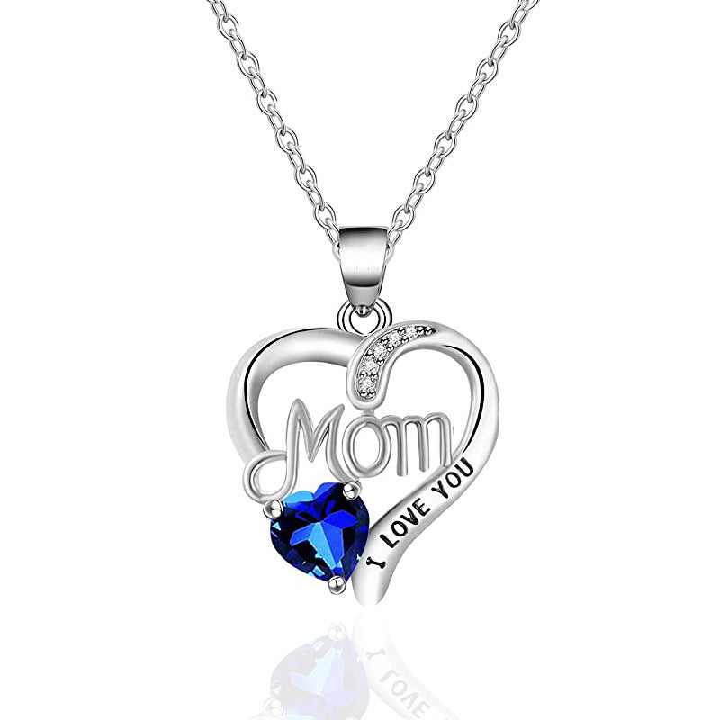 I Love You Mom Letter-Engraved Necklace