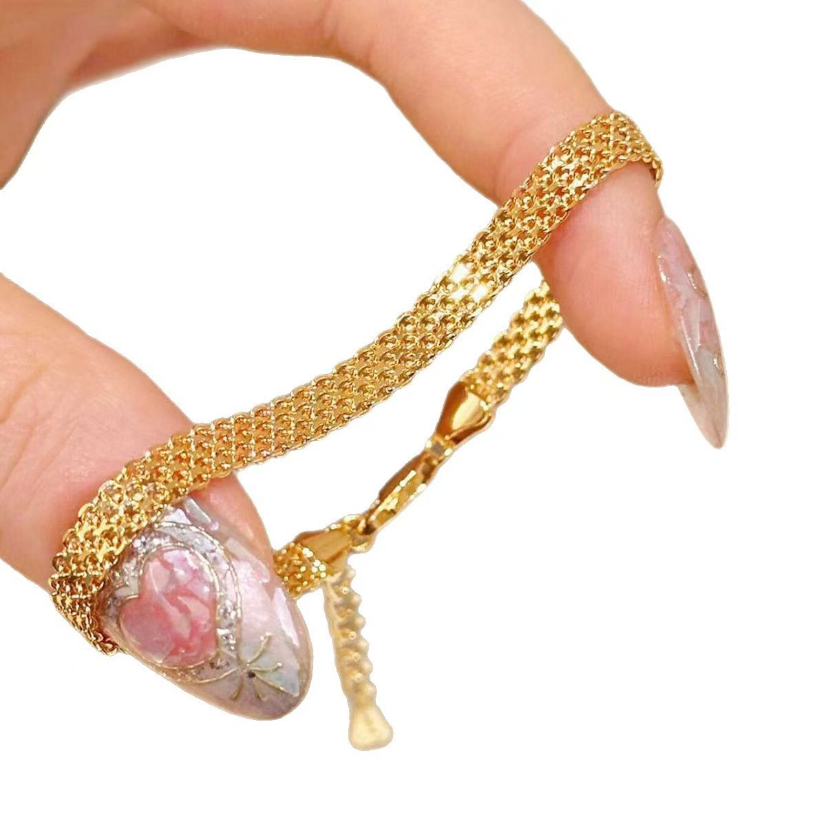 Gold Lace Strap Woven Bracelet